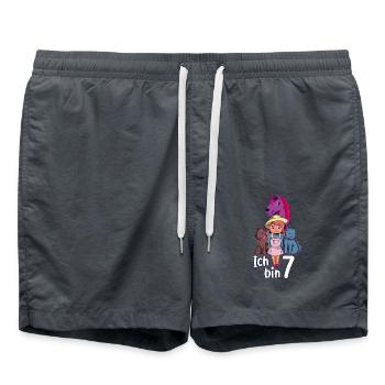 Geburtstagsshirt Bauernhof - 7 Geburtstag Mädchen - Badeshorts - Anthrazit - Vorne - AI Model Male 185 light (185cm)
