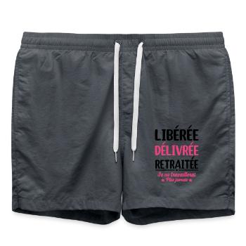 Libérée Délivrée Retraitée Retraite Cadeau Fun - Short de bain - charbon - Devant - AI Model Male 185 light (185cm)
