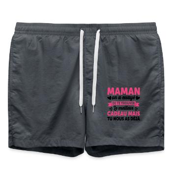 Maman Anniversaire Cadeau Fête Des Mères Noël Mama - Short de bain - charbon - Devant - AI Model Male 185 light (185cm)