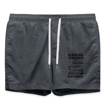 Elektriker Freundin Glücklich Vergebe - Badeshorts - Anthrazit - Vorne - AI Model Male 185 light (185cm)
