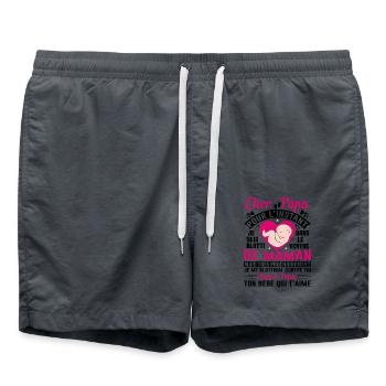 Naissance Enceinte Humour Idée Cadeau Papa Amour - Short de bain - charbon - Devant - AI Model Male 185 light (185cm)