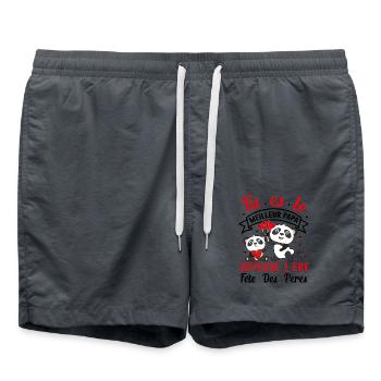 Papa Idée Cadeau Anniversaire Humour Noël Amour - Short de bain - charbon - Devant - AI Model Male 185 light (185cm)