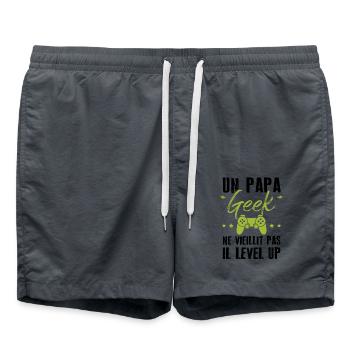 Un papa geek ne vieillit pas il level up - Short de bain - charbon - Devant - AI Model Male 185 light (185cm)