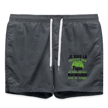 Gamer Papa Fête Des Pères Console Idée Cadeau Geek - Short de bain - charbon - Devant - AI Model Male 185 light (185cm)