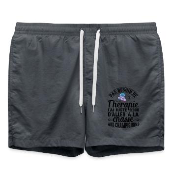 Ma Thérapie C'est La Chasse Aux Champignons Cadeau - Short de bain - charbon - Devant - AI Model Male 185 light (185cm)