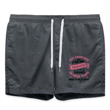Enceinte Princesse Idée Cadeau Maman Cool Amour - Short de bain - charbon - Devant - AI Model Male 185 light (185cm)