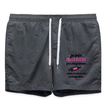 Je suis infirmière pas magicienne Cadeau Humour - Short de bain - charbon - Devant - AI Model Male 185 light (185cm)