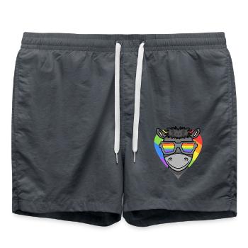 LGBT Tier Esel Regenbogen - Badeshorts - Anthrazit - Vorne - AI Model Male 185 light (185cm)