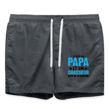 Je Suis Un Papa Et Un Chasseur Chasser Cadeau Noël - Short de bain - charbon - Devant - AI Model Male 185 light (185cm)