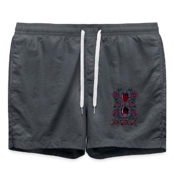 Knochen und Rosen - Gothic Sanduhr - Badeshorts - Anthrazit - Vorne - AI Model Male 185 light (185cm)