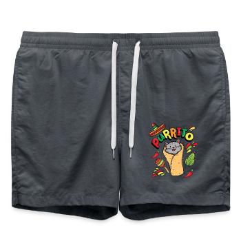 Purrr Cussion Cat Shirt, Cat Lovers Shirt, - Swim Trunks - anthracite - Front - AI Model Male 185 light (185cm)