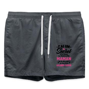 J'ai un secret je vais être grande sœur cadeau - Short de bain - charbon - Devant - AI Model Male 185 light (185cm)