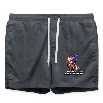 Fier d’être un ameri-cat le 4 juillet - Short de bain - charbon - Devant - AI Model Male 185 light (185cm)