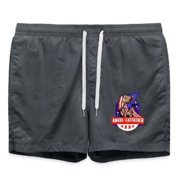Ameri-catfather July 4 Independence Day - Swim Trunks - anthracite - Front - AI Model Male 185 light (185cm)