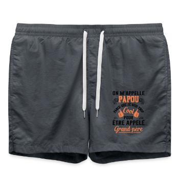 On M'appelle Papou Fête Des Pères Anniversaire Dad - Short de bain - charbon - Devant - AI Model Male 185 light (185cm)