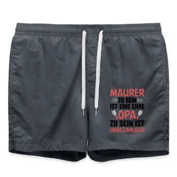 Maurer Lustige Sprüche Opa Großvater - Badeshorts - Anthrazit - Vorne - AI Model Male 185 light (185cm)