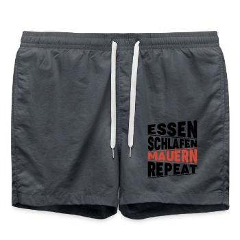 Essen schlafen Mauern Repeat - Badeshorts - Anthrazit - Vorne - AI Model Male 185 light (185cm)