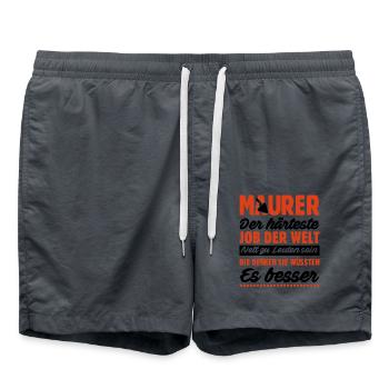 Maurer Lustige Sprüche - Badeshorts - Anthrazit - Vorne - AI Model Male 185 light (185cm)