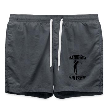 Golf Golfschläger Spruch Golfball Golfspielerin - Badeshorts - Anthrazit - Vorne - AI Model Male 185 light (185cm)