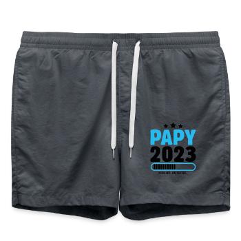 Papy 2023 Idée Cadeau Fête Des Pères Cool Annonce - Short de bain - charbon - Devant - AI Model Male 185 light (185cm)