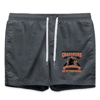 Ne Jamais Embêter Les Chasseurs Idée Cadeau Papa - Short de bain - charbon - Devant - AI Model Male 185 light (185cm)