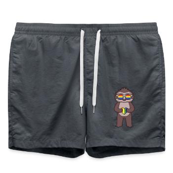 LGBT Tier Faultier Regenbogen - Badeshorts - Anthrazit - Vorne - AI Model Male 185 light (185cm)