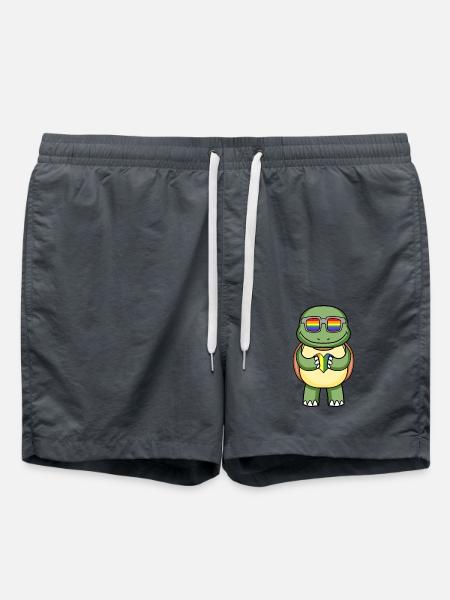LGBT Animal Turtle Rainbow - Swim Trunks - anthracite