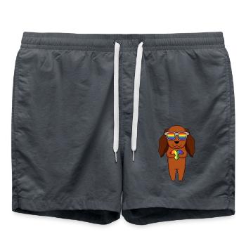 LGBT Dog Dachshund Rainbow - Swim Trunks - anthracite - Front - AI Model Male 185 light (185cm)