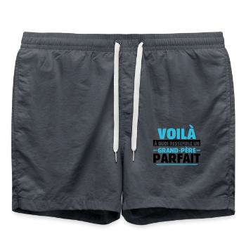 Grand-père Parfait Cadeau Fête Des Pères Papy Papi - Short de bain - charbon - Devant - AI Model Male 185 light (185cm)