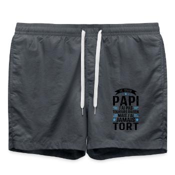 Papi j'ai pas toujours raison et j'ai jamais tort - Short de bain - charbon - Devant - AI Model Male 185 light (185cm)