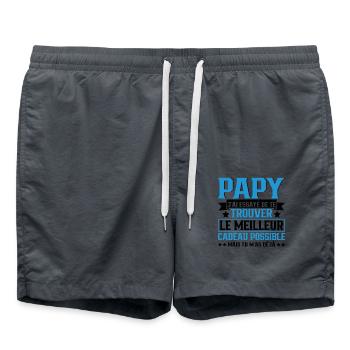 Papy Idée Cadeau Anniversaire Papa Fête Des Pères - Short de bain - charbon - Devant - AI Model Male 185 light (185cm)
