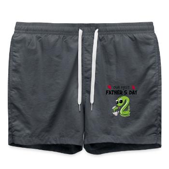 Cadeau de fête des pères - Notre première fête des pères - Short de bain - charbon - Devant - AI Model Male 185 light (185cm)