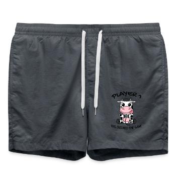 Erstes Baby Spieler 1 Schwanger Baby Kuh - Badeshorts - Anthrazit - Vorne - AI Model Male 185 light (185cm)