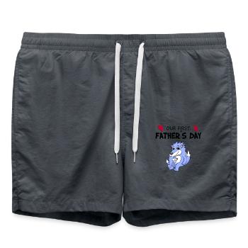 Father's Day Gift - Our First Father's Day - Swim Trunks - anthracite - Front - AI Model Male 185 light (185cm)