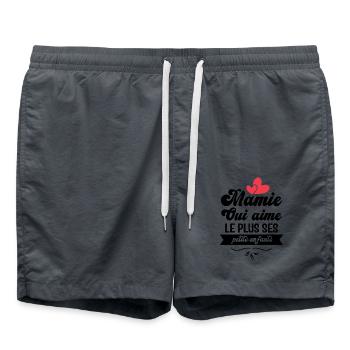 Mamie qui aime le plus ses petits enfants - Short de bain - charbon - Devant - AI Model Male 185 light (185cm)