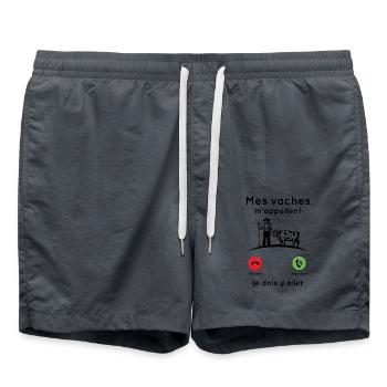 Mes vaches m'appellent, Agriculteur humour cadeau - Short de bain - charbon - Devant - AI Model Male 185 light (185cm)