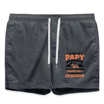 Papy Ours Plus Grognon Anniversaire Noël Cadeau - Short de bain - charbon - Devant - AI Model Male 185 light (185cm)