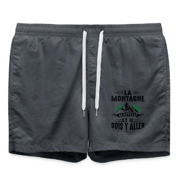 La Montagne M'appelle Sport Vtt Cadeau Nature Noël - Short de bain - charbon - Devant - AI Model Male 185 light (185cm)