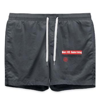 40 Jahr Gästebuch Teilnahmeerklärung 40 Geburtstag - Badeshorts - Anthrazit - Vorne - AI Model Male 185 light (185cm)