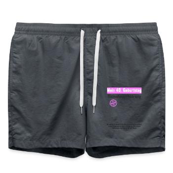 40 Jahr Gästebuch Teilnahmeerklärung 40 Geburtstag - Badeshorts - Anthrazit - Vorne - AI Model Male 185 light (185cm)
