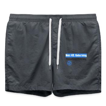40 Jahr Gästebuch Teilnahmeerklärung 40 Geburtstag - Badeshorts - Anthrazit - Vorne - AI Model Male 185 light (185cm)
