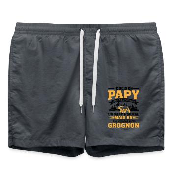 Cadeau Fête Des Pères Anniversaire Noël Papy Ours - Short de bain - charbon - Devant - AI Model Male 185 light (185cm)
