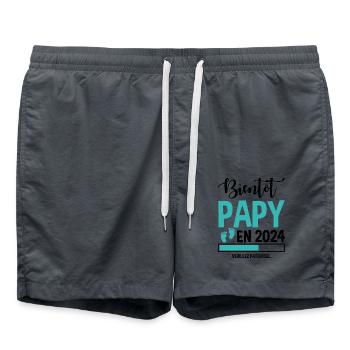 Bientôt Papy En 2024 Idée Cadeau Annonce Grossesse - Short de bain - charbon - Devant - AI Model Male 185 light (185cm)