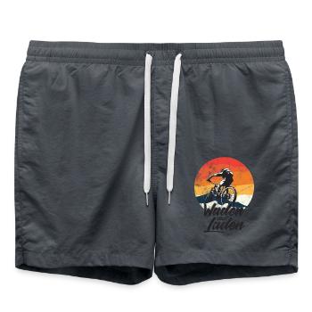 Waden statt Laden Fahrrad E-Bike Radtrikot - Badeshorts - Anthrazit - Vorne - AI Model Male 185 light (185cm)