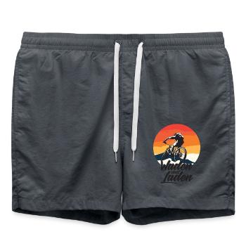 Waden statt Laden Fahrrad E-Bike Radtrikot - Badeshorts - Anthrazit - Vorne - AI Model Male 185 light (185cm)