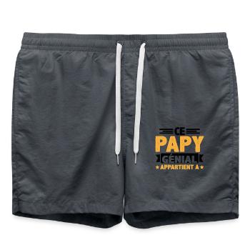 Fête Des Pères Homme Papa Anniversaire Papy Humour - Short de bain - charbon - Devant - AI Model Male 185 light (185cm)