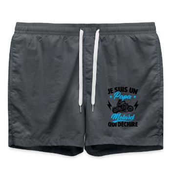 Je Suis Un Papa Motard Qui Déchire - Short de bain - charbon - Devant - AI Model Male 185 light (185cm)