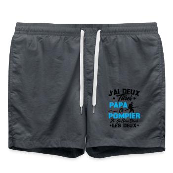 J'ai Deux Titres Papa Et Pompier - Short de bain - charbon - Devant - AI Model Male 185 light (185cm)