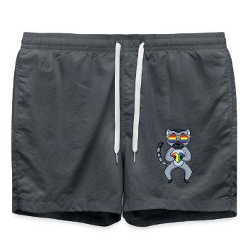 LGBT Animal Lémurien Arc-en-ciel - Short de bain - charbon - Devant - AI Model Male 185 light (185cm)