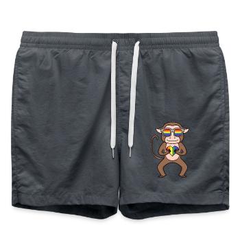 LGBT Animal Monkey Rainbow - Swim Trunks - anthracite - Front - AI Model Male 185 light (185cm)